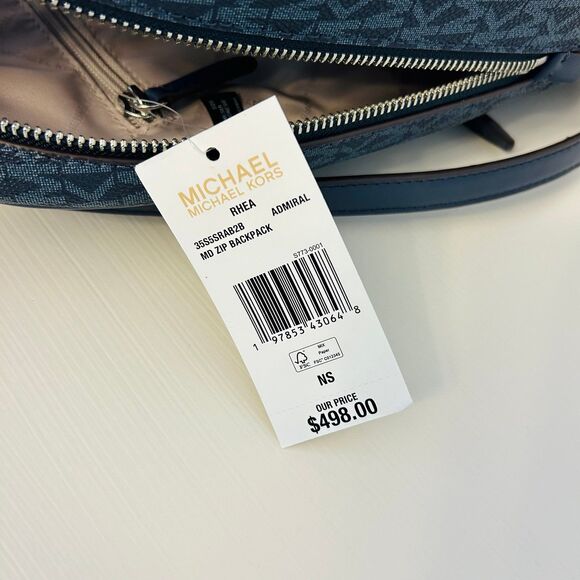 Michael Kors Rhea Medium Signature Logo Backpack Admiral - Picture 9 of 9